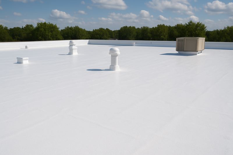 Coated flat commercial roof